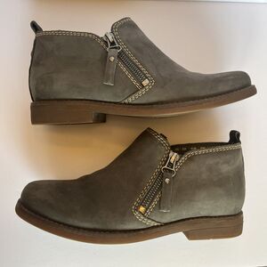 Hush Puppies Mazin Cayto, Women Chukka Ankle, Gray, Side Zip, Comfort Boots Sz 7